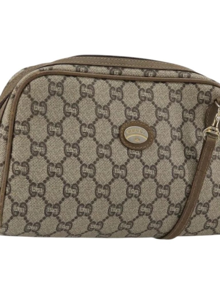Gucci Gg Plus Supreme Shoulder Bag Pvc Beige Gold Auth 182399